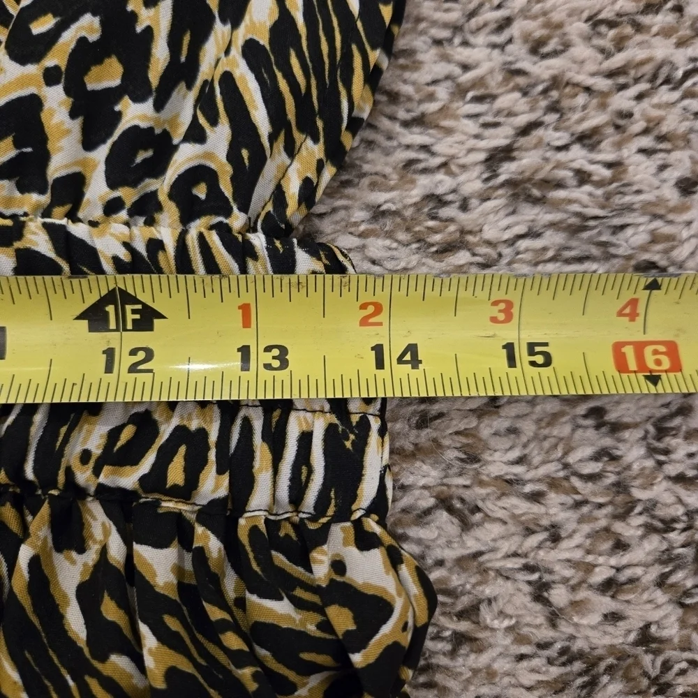 AMERICA & BEYOND Leopard Print Maxi Dress / Coverup With Stretch Waist Size Smal